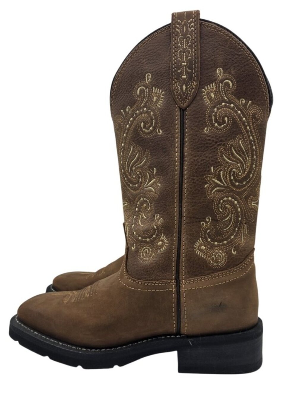 Masterson Boot Co. Western Boot Women 8.5 M Brown Square Toe Embroidered RB4700